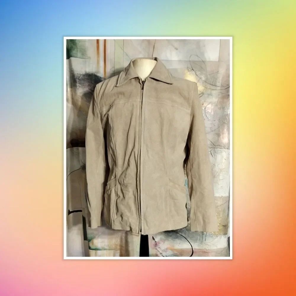 Bernardo Mouton Noir beautiful Suede Leather Jacket Size L.